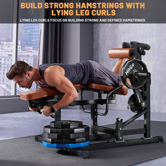 Leg Extension and Curl Machine, 2-in-1 Seated Leg Extension & Lying Hamstring Curl Bench, 1:1 Cable System, 300 LBS Plate Loaded for 1" & 2" Plates