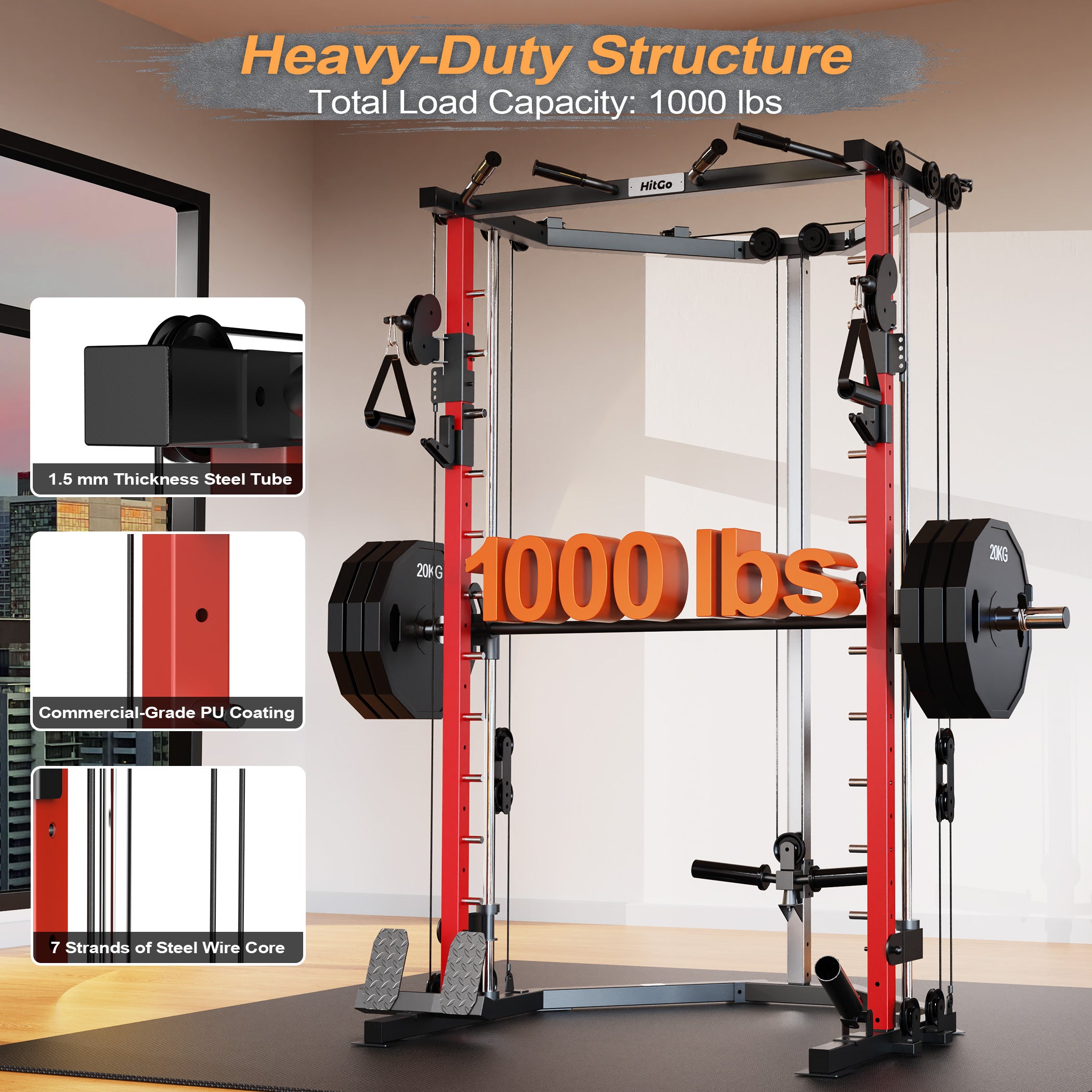 Power Cage Machine Multi-Functional Power Cage with Smith System – Hitgo